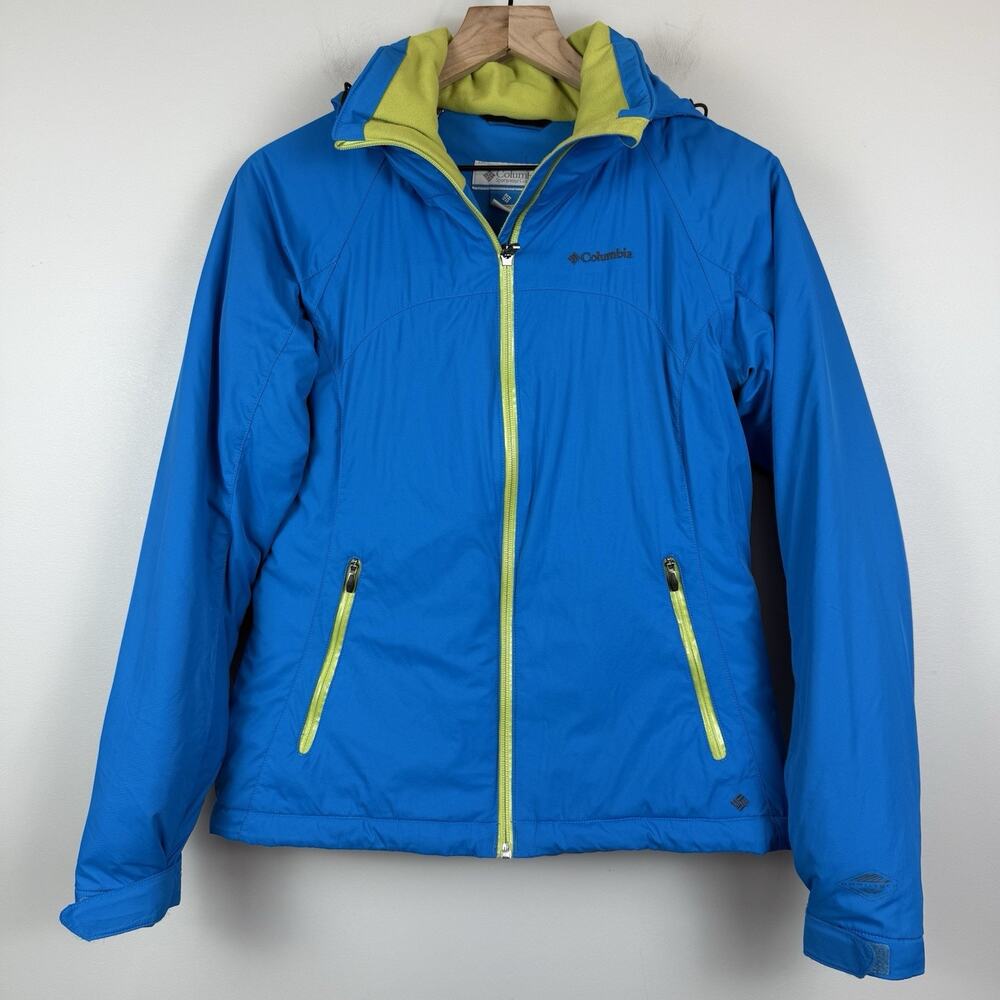 Columbia Ski Jacket Women Small Blue Titanium Omni-Shield Hooded Outdoor